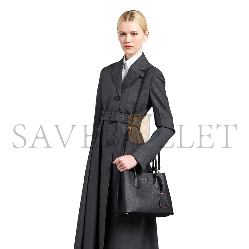 PRADA MEDIUM DOUBLE SAFFIANO LEATHER BAG 1BG887 (33*25*14.5cm)